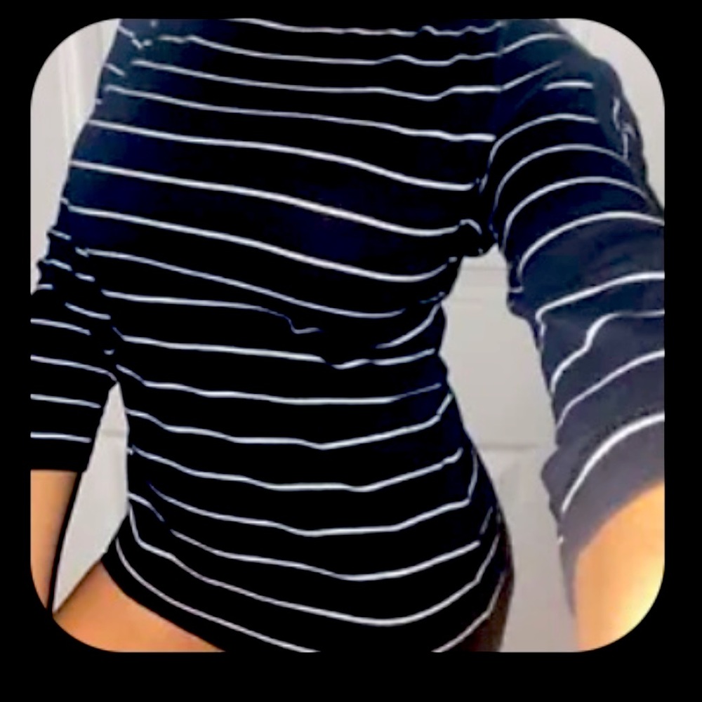 NWOT LAUREN RALPH LAUREN Black & WHITE 3/4 SLEEVE BOATNECK TOP SZ.LARGE